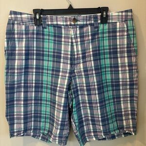 Le Tigre Plaid Men's Shorts size 38, pink, blues, and green